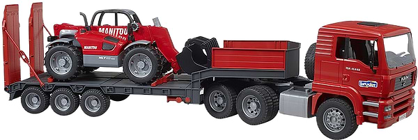 Фото - Наземна будівельна техніка BRUDER Тягач MAN TGA з причепом та телесопічний навантажувач Manitou MLT 633 (02774)