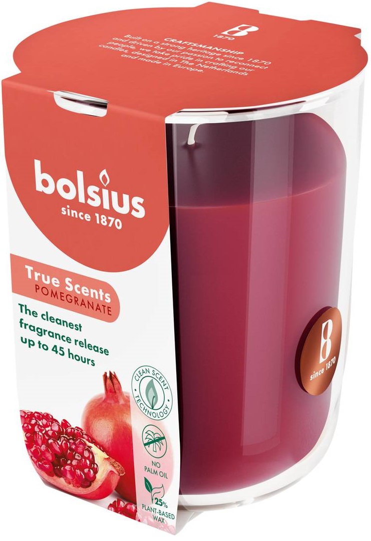 Свеча стекло Bolsius TRUE SCENTS 97/85 Гранат (940315) - Фото 1