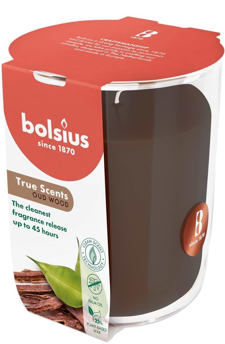 Свічка скло Bolsius TRUE SCENTS 97/85 Агарове дерево (940370)