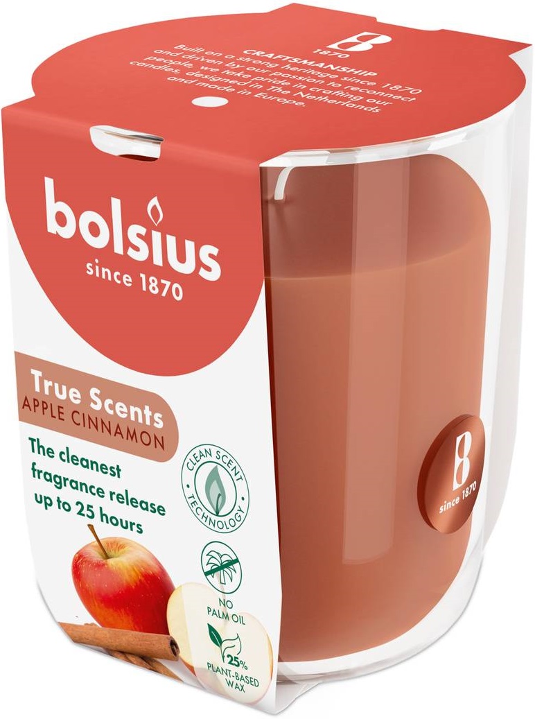Свічка скло Bolsius TRUE SCENTS 80/73 Яблуко-кориця (930395)