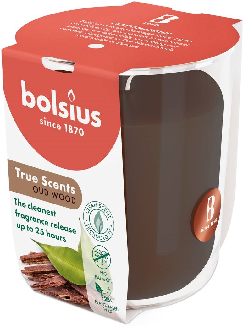 Свічка скло Bolsius TRUE SCENTS 80/73 Агарове дерево (930370)