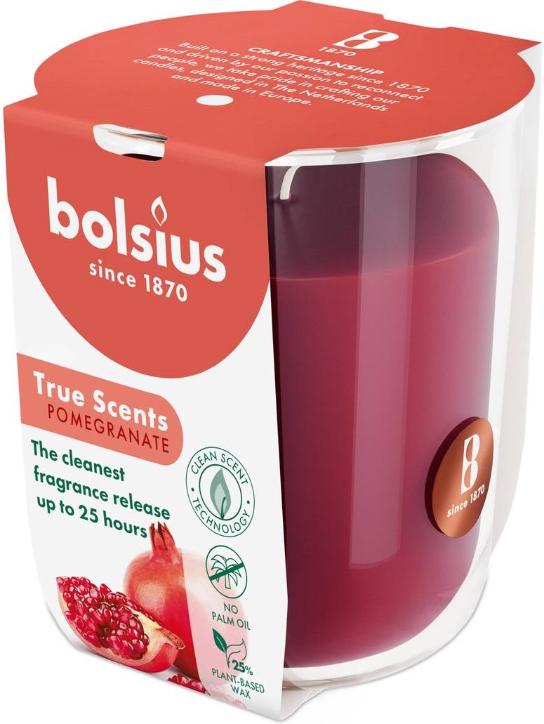 Свічка скло Bolsius TRUE SCENTS 80/73 Гранат (930315)