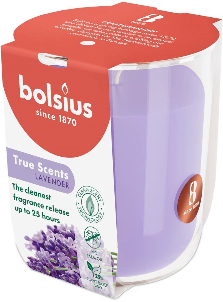 Свічка скло Bolsius TRUE SCENTS 80/73 Лаванда (930377)