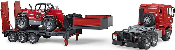 Фото - Наземна будівельна техніка BRUDER Тягач MAN TGA з причепом та телесопічний навантажувач Manitou MLT 633 (02774)