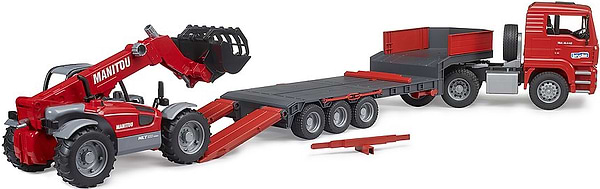 Фото - Наземна будівельна техніка BRUDER Тягач MAN TGA з причепом та телесопічний навантажувач Manitou MLT 633 (02774)