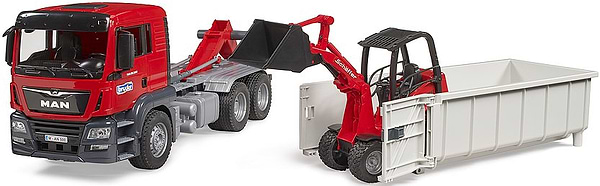 Фото - Наземна будівельна техніка BRUDER Вантажівка MAN TGS та міні-навантажувач Schaffer 2630 (03767)