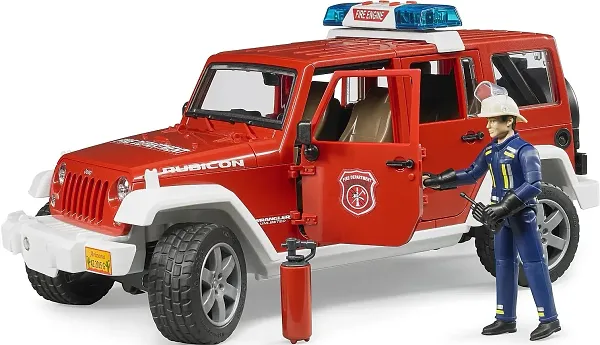 Фото - Наземная спецтехника BRUDER Пожарный джип Wrangler Unlimited Rubiconс фигуркой пожарного, М1:16 (02528)