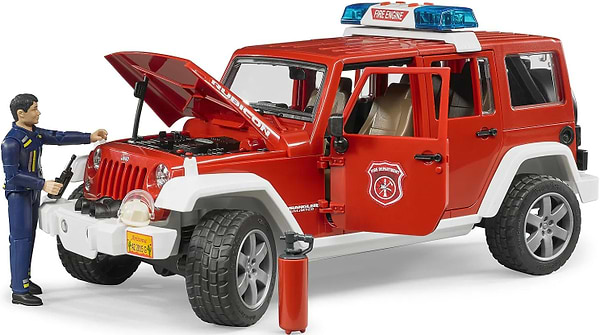Фото - Наземная спецтехника BRUDER Пожарный джип Wrangler Unlimited Rubiconс фигуркой пожарного, М1:16 (02528)