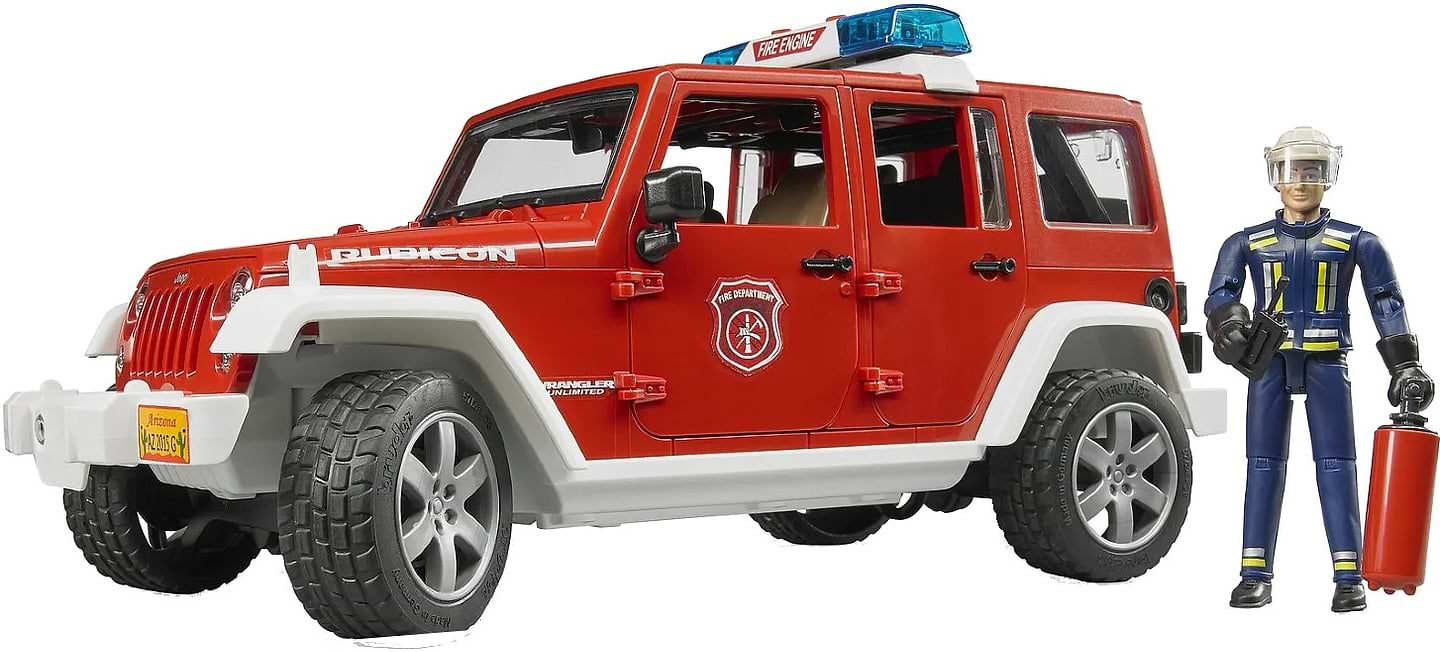 Наземная спецтехника BRUDER Пожарный джип Wrangler Unlimited Rubiconс фигуркой пожарного, М1:16 (02528) - Фото 1