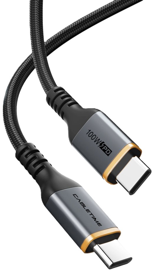 Кабель синхронізації даних Cabletime USB Type-C - USB Type-C (M/M) PD 100W 1m Black (CU03L)