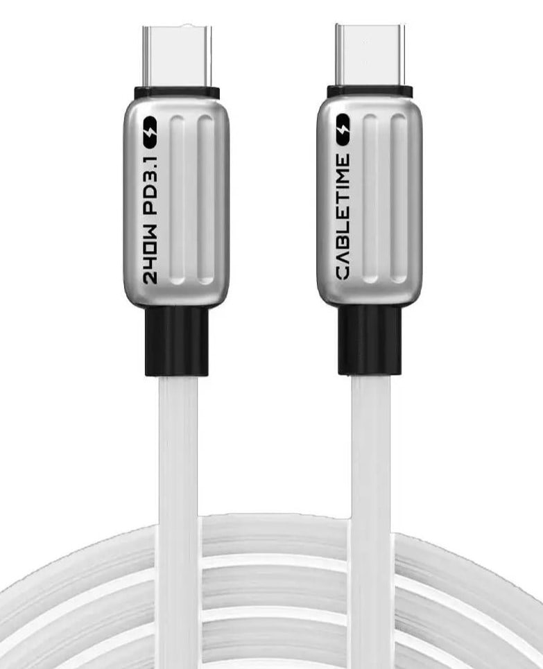 Кабель Cabletime USB Type-C - USB Type-C (M/M) PD 240W 1 м White (CU07H)