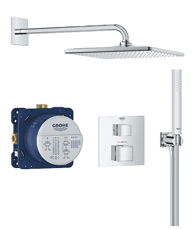 Фото - Смеситель для ванной Grohe QuickFix Precision Cube с Vitalio Rain Mono 310 Cube хром (34879000) Фото - Смеситель для ванной Grohe QuickFix Precision Cube с Vitalio Rain Mono 310 Cube хром (34879000)