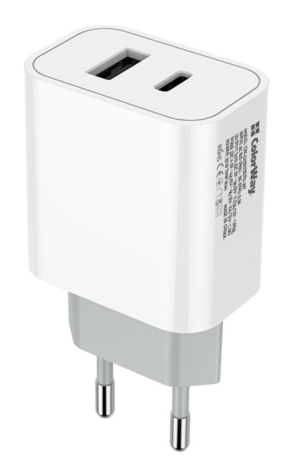 Фото - Мережевий зарядний пристрій Colorway 1USB Type-C PDx3A 1USBx4A White (CW-CHS025QPD-WT)