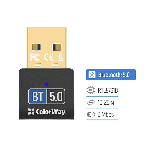 Фото - Адаптер сети Bluetooth USB Colorway Bluetooth BT 5.0 (CW-AD-BT50)