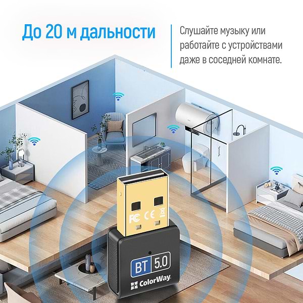 Фото - Адаптер сети Bluetooth USB Colorway Bluetooth BT 5.0 (CW-AD-BT50)