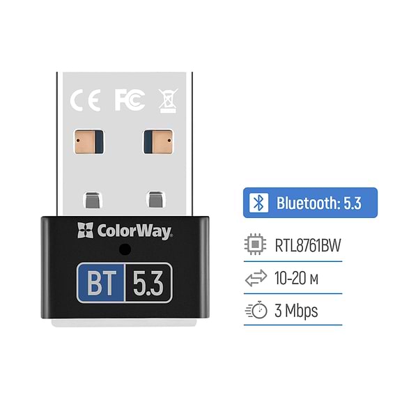 Фото - Адаптер сети Bluetooth USB Colorway Bluetooth BT 5.3 (CW-AD-BT53)