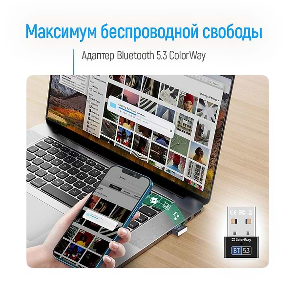 Фото - Адаптер сети Bluetooth USB Colorway Bluetooth BT 5.3 (CW-AD-BT53)