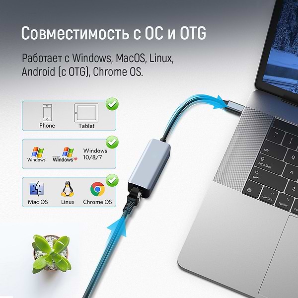 Фото - Перехідник USB Type-C - RJ-45 Colorway USB-A/USB-С 3.0 - RJ45 Gigabit Ethernet (CW-AD-CRG)