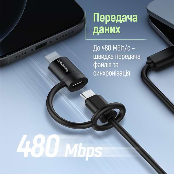 Фото - Переходник Colorway Lightning To USB-C Black (CW-AD-LC)