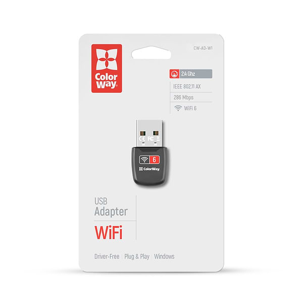 Фото - USB-адаптер мережі WiFi Colorway Wi-Fi 6 (CW-AD-W1)