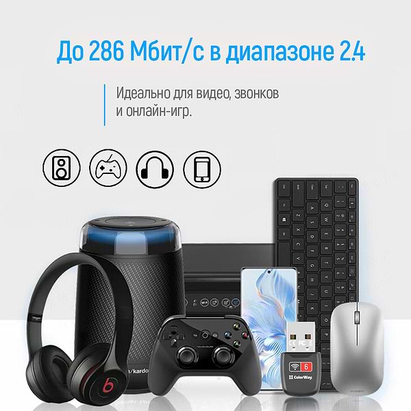 Фото - USB-адаптер мережі WiFi Colorway Wi-Fi 6 (CW-AD-W1)