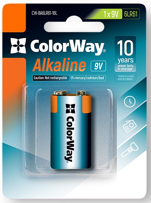Фото - Батарейка тип 9V/6LR61 Colorway Alkaline Power 9V/6LR61 (CW-BA6LR61-1BL)