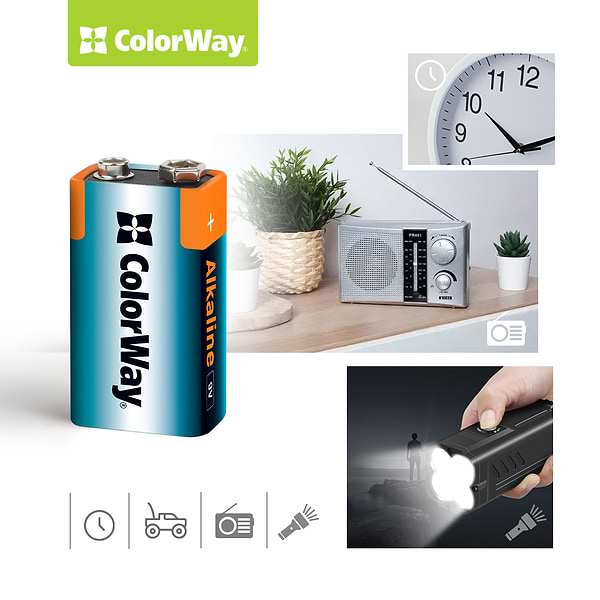 Фото - Батарейка тип 9V/6LR61 Colorway Alkaline Power 9V/6LR61 (CW-BA6LR61-1BL)