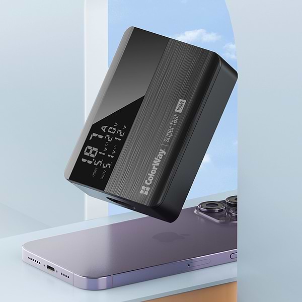 Фото - Мережевий зарядний пристрій Colorway Power Delivery GaN (2USB-A + 2USB TYPE-C) (100W) Black (CW-CHS041PD-BK)