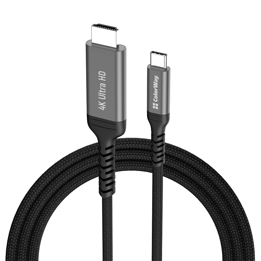 Кабель HDMI Colorway USB-C to HDMI 4K 60Hz 2m (CW-CBCHD077-BK) - Фото 1