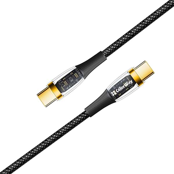 Фото - Кабель синхронизации данных Colorway Type-C - Type-C PD Fast Charging  100W 5А 1.2м Black (CW-CBPDCC053-BK)