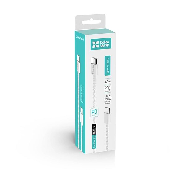 Фото - Кабель синхронізації даних Colorway Type-C - Type-C 3.0А 2м 
Gray (CW-CBPDCC068-GR)