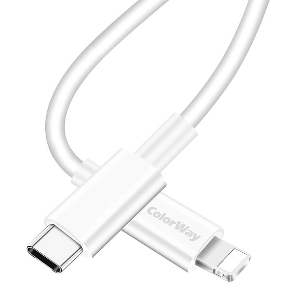 Фото - Кабель синхронізації даних Colorway USB Type-C-Lightning 1m White (CW-CBPDCL032-WH)