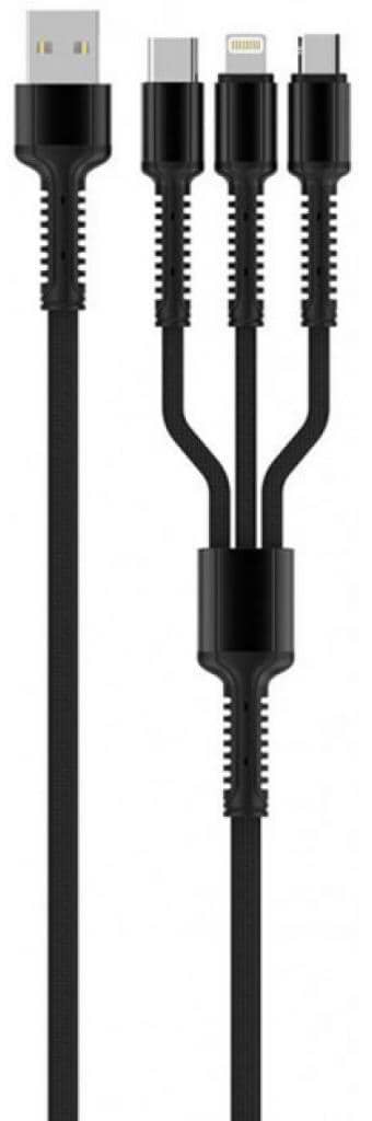 Фото - Кабель синхронизации данных Colorway USB 2.0 AM to Lightning + Micro 5P + Type-C 4.0A (20W) (CW-CBU3003-GR)