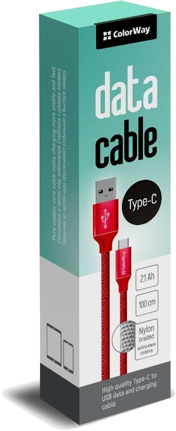 Фото - Кабель Colorway USB-USB Type-C 1m Red (CW-CBUC003-RD)
