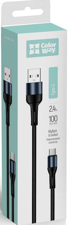 Фото - Кабель синхронизации данных Colorway USB - Type-C 2.4А 1 m (CW-CBUC045-BK)