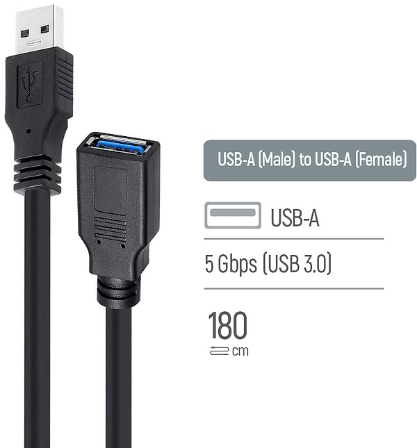 Фото - Кабель USB Type-A - USB Type-A Colorway USB 3.0 AM / AF 1.8m (CW-CBUF075-BK)