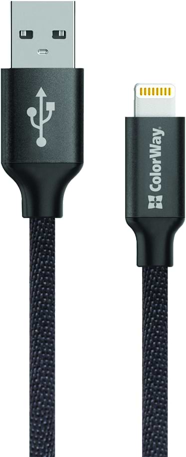 Фото - Кабель синхронізації даних Colorway USB-Lihgtning 1m Black (CW-CBUL004-BK)