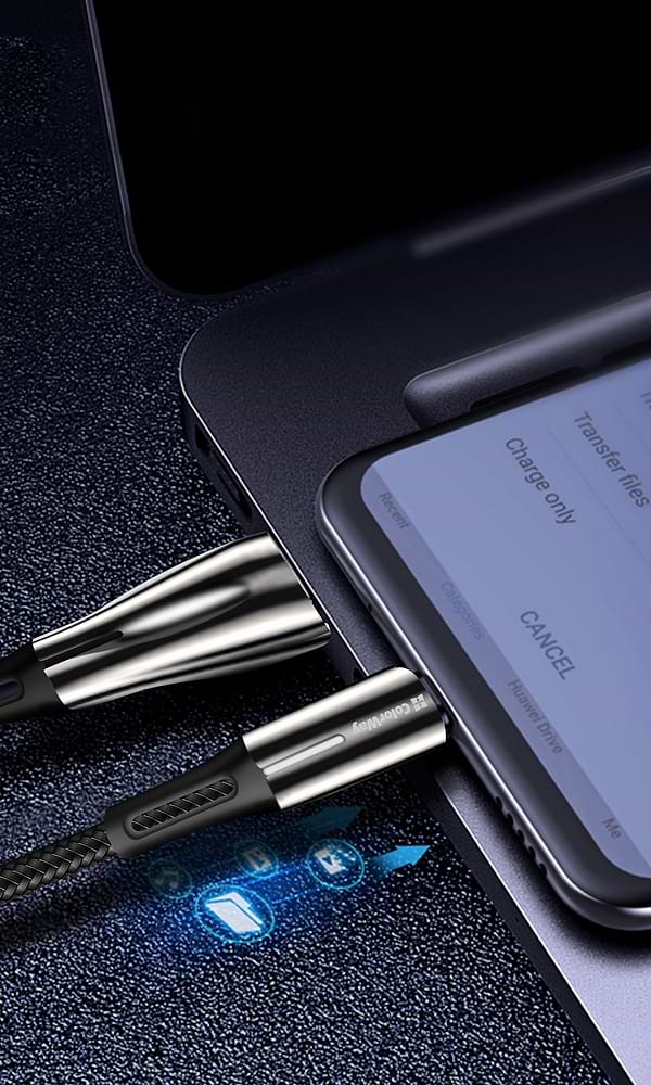 Фото - Кабель синхронизации данных Colorway USB - Apple Lightning Zinc Alloy + Led 2.4А 1 м Black (CW-CBUL035-BK)