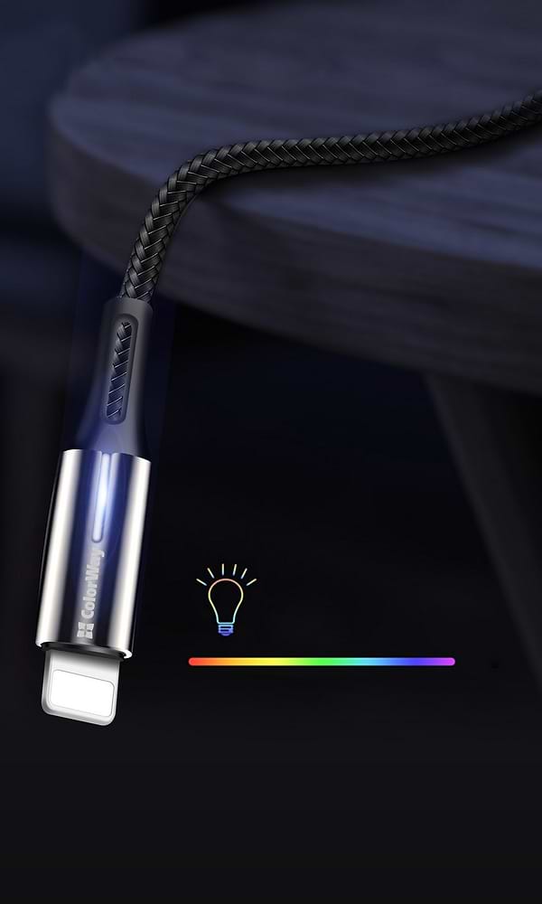 Фото - Кабель синхронизации данных Colorway USB - Apple Lightning Zinc Alloy + Led 2.4А 1 м Black (CW-CBUL035-BK)