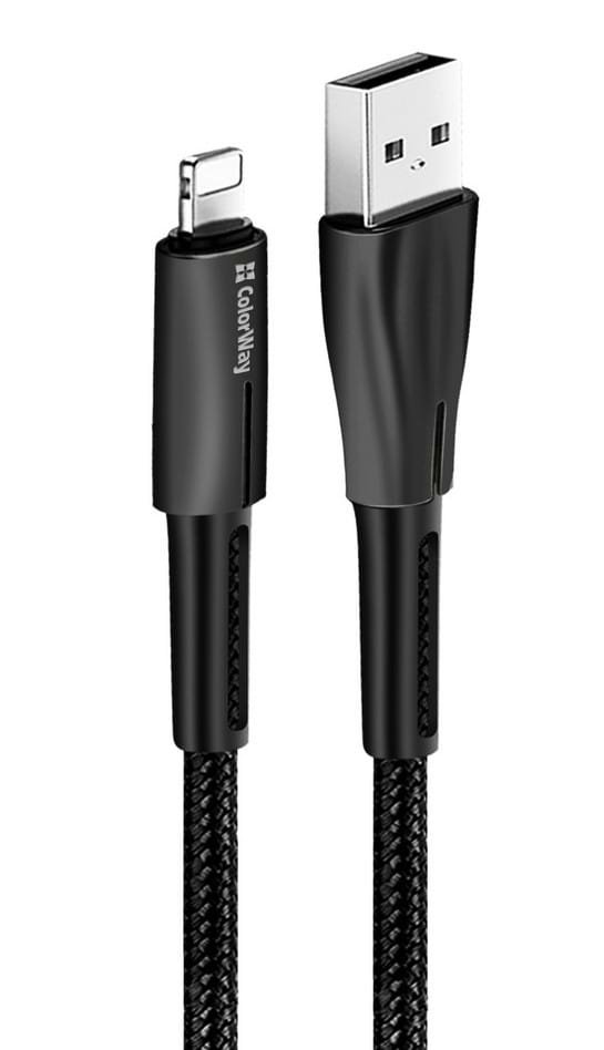 Фото - Кабель синхронизации данных Colorway USB - Apple Lightning Zinc Alloy + Led 2.4А 1 м Black (CW-CBUL035-BK)