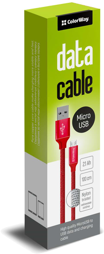 Фото - Кабель синхронізації даних Colorway USB-MicroUSB 1m Red (CW-CBUM002-RD)