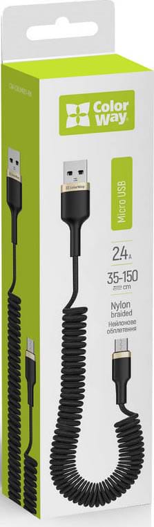 Фото - Кабель Colorway USB-MicroUSB 2.4А 35-150 см Black (CW-CBUM051-BK)
