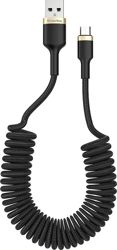 Кабель синхронізації даних Colorway USB-MicroUSB 2.4А 35-150 см Black (CW-CBUM051-BK) - Фото 1