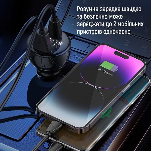 Фото - Автомобильное зарядное устройство Colorway Power Delivery PPS USB (USB-A + USB-C) (100W) Black (CW-CHA044PD-BK)