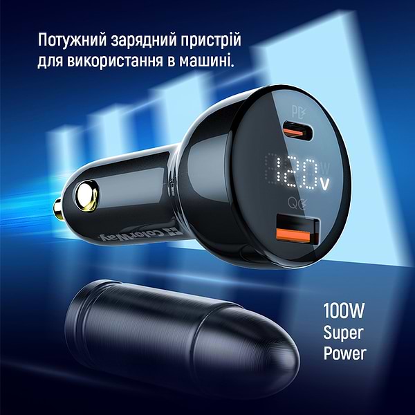 Фото - Автомобильное зарядное устройство Colorway Power Delivery PPS USB (USB-A + USB-C) (100W) Black (CW-CHA044PD-BK)
