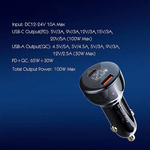 Фото - Автомобильное зарядное устройство Colorway Power Delivery PPS USB (USB-A + USB-C) (100W) Black (CW-CHA044PD-BK)