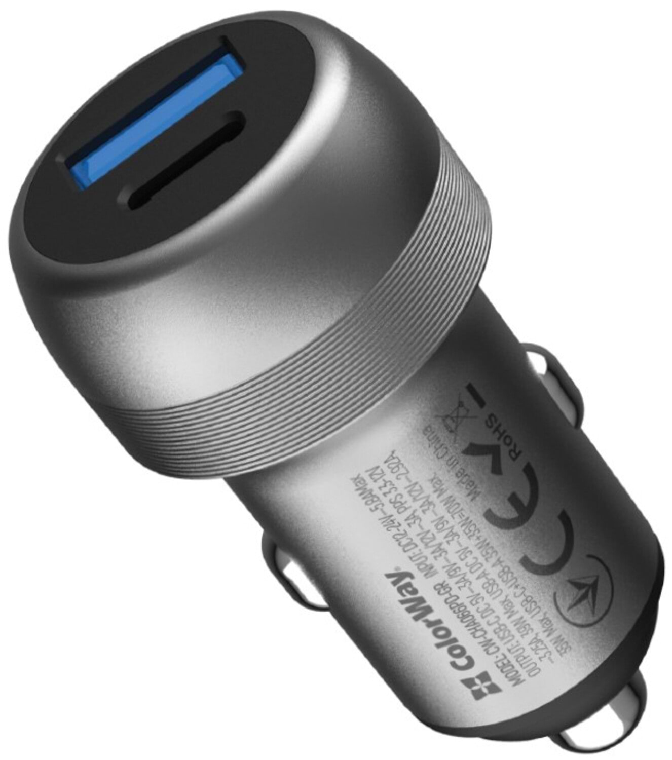 Автомобильное зарядное устройство Colorway 2USB (Type-C PD35W + USB QC3.0 35W) (70W) Gray (CW-CHA066PD-GR) - Фото 1