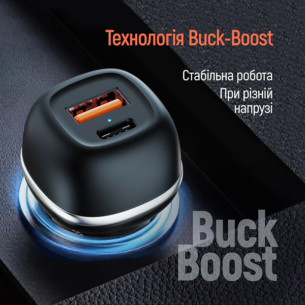 Фото - Автомобильное зарядное устройство Colorway 2USB (Type-C PD65W + USB QC3.0 18W) (83W) Black (CW-CHA068PD-BK)