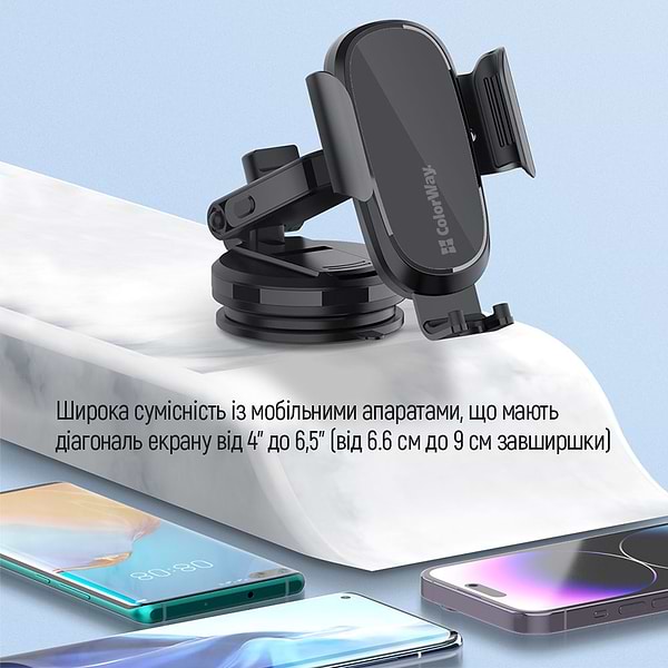 Фото - Уцінка - Автотримач з бездротовою зарядкою Colorway Dashboard Car Wireless Charger 15W Black (CW-CHAW037Q-BK)