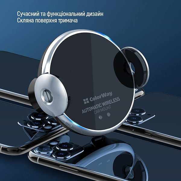 Фото - Автотримач з бездротовою зарядкою Colorway AutoSense Car Wireless Charger 15W (CW-CHAW039Q-BK)